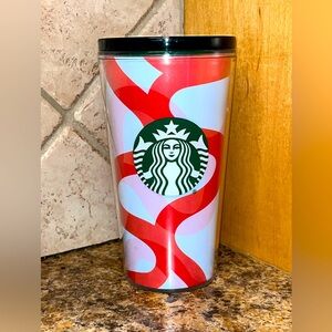 Starbucks 16oz. Christmas themed tumbler, no straw Pink